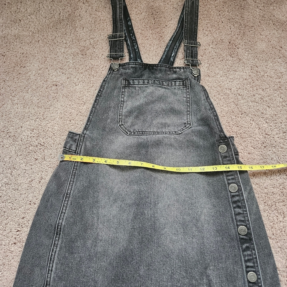 Free People Louise Denim Skirt Overall Rocky Mountain Black Sz 4 with adj Straps - Picture 8 of 8